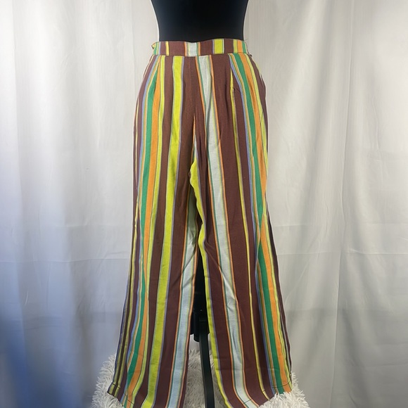 Free People La Paz Slim Crop Pants,stripped multi colored, Brown,Size 6 - Picture 6 of 15